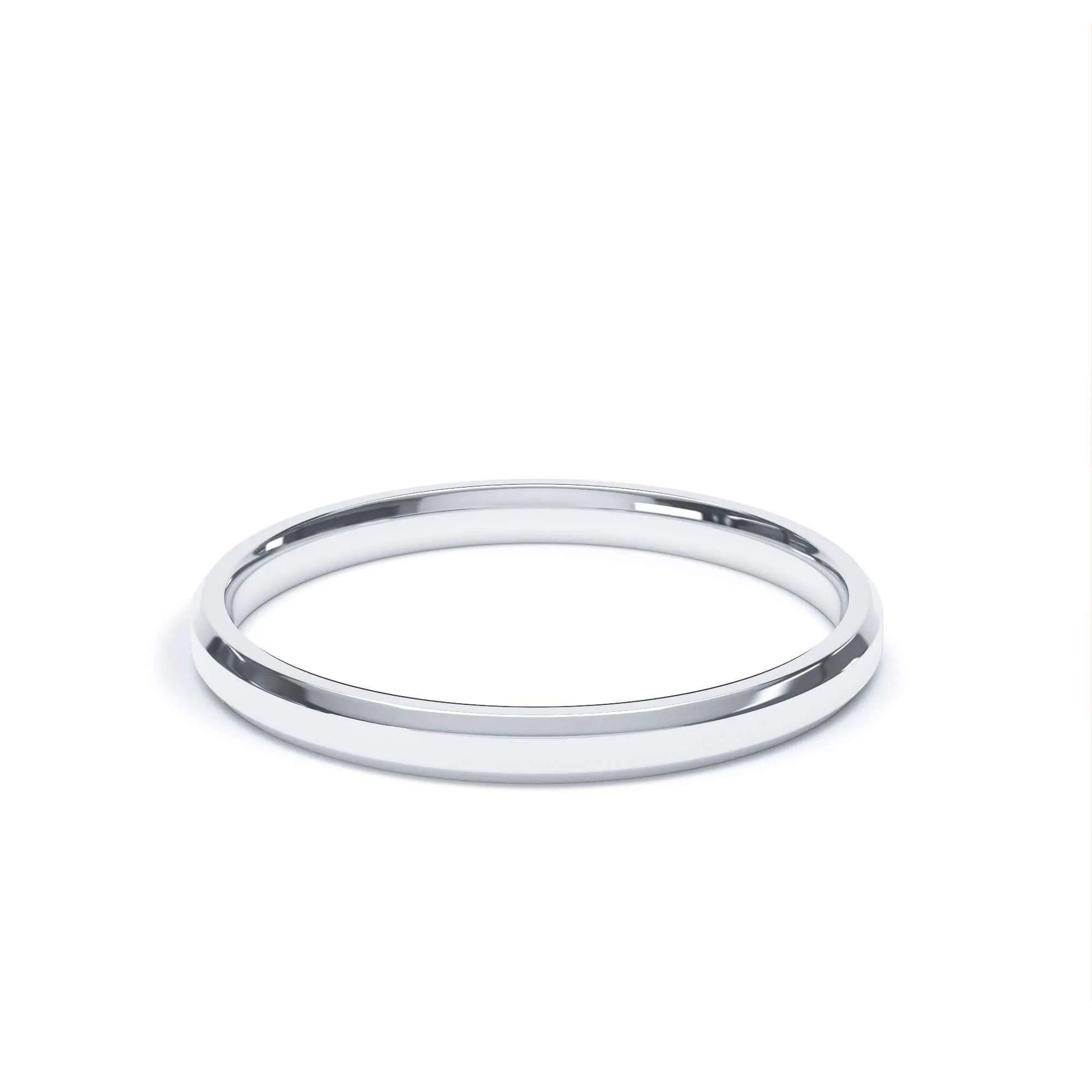 - Bevelled Edge Profile Plain Wedding Ring 18k White Gold