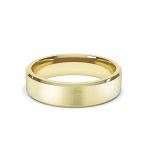 - Bevelled Edge Satin Polish Wedding Ring 18k Yellow Gold