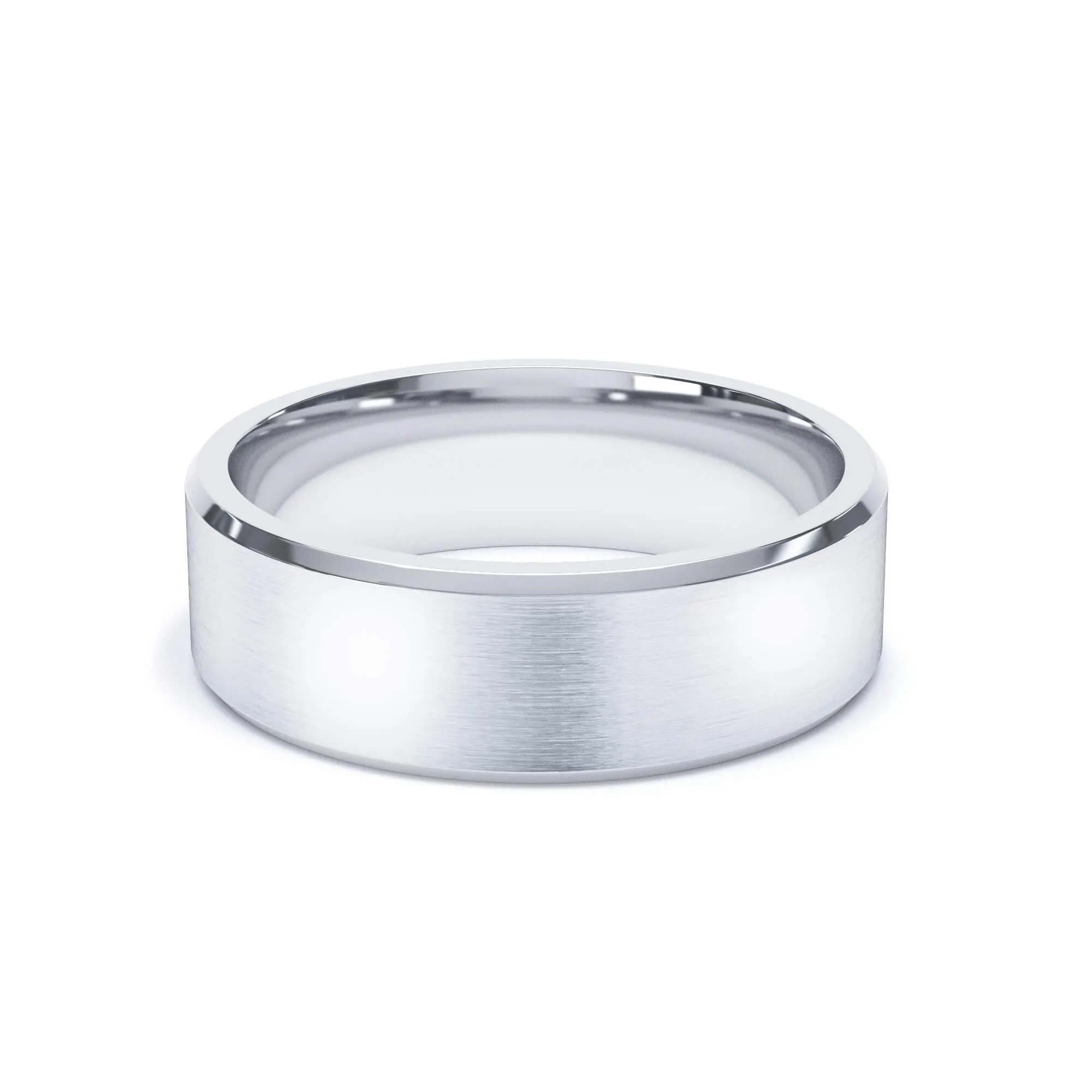 - Bevelled Edge Satin Polish Wedding Ring Platinum