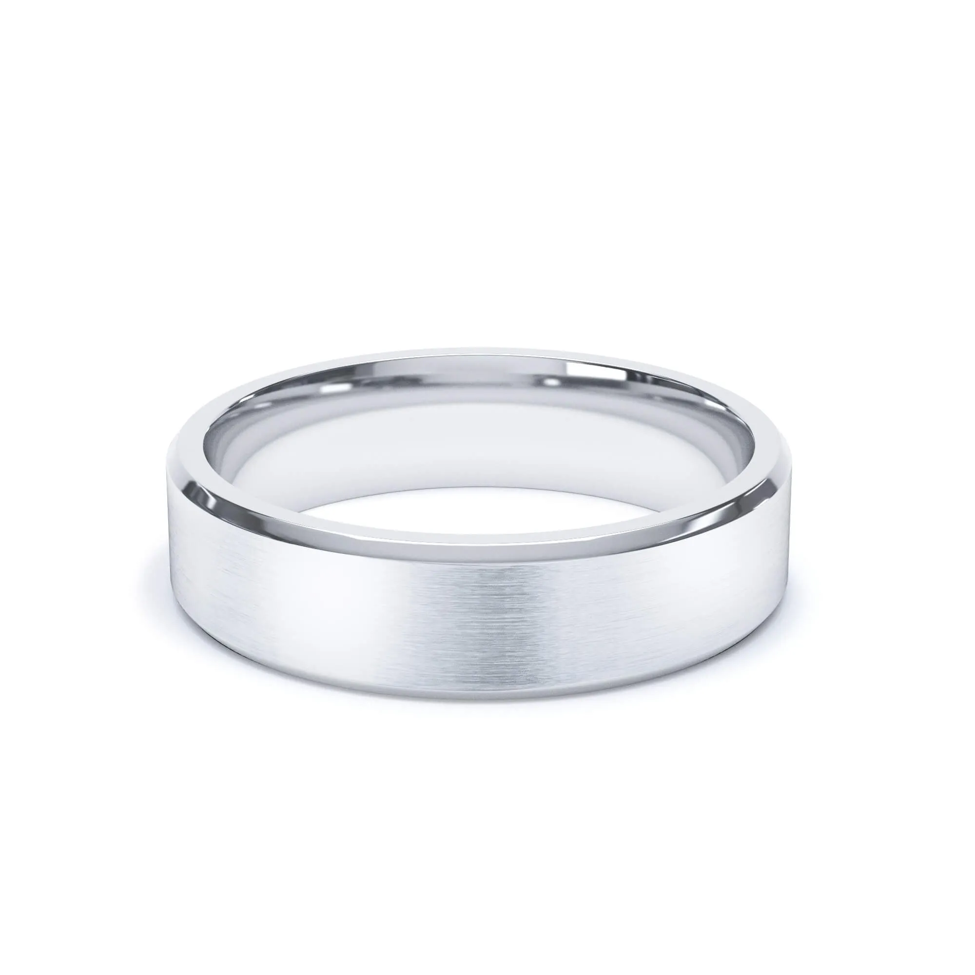 - Bevelled Edge Satin Polish Wedding Ring Platinum