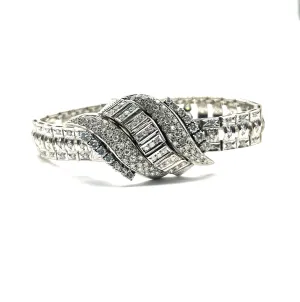 10k 4ctw Diamond Art Deco Style Bracelet