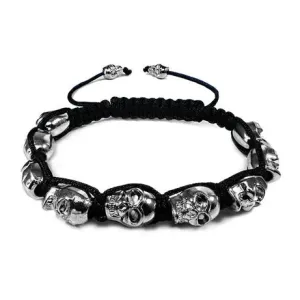 10MM 9 Silver Color Skulls Stone Bead Bracelet