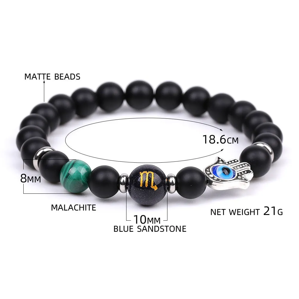 12 Constellations Zodiac Lucky Natural Stone Bracelet