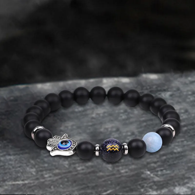 12 Constellations Zodiac Lucky Natural Stone Bracelet