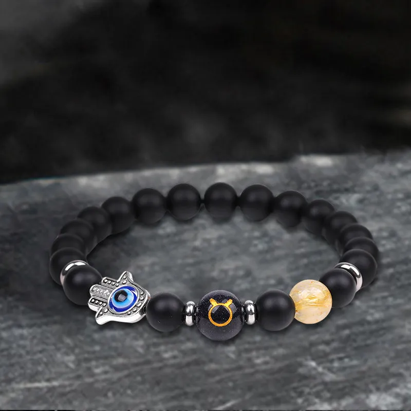 12 Constellations Zodiac Lucky Natural Stone Bracelet