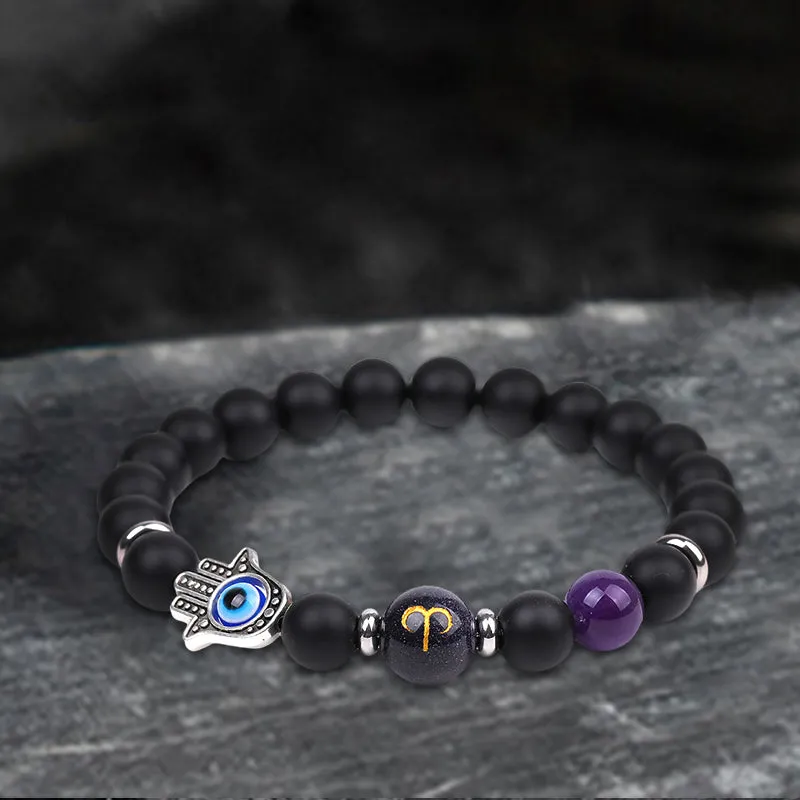 12 Constellations Zodiac Lucky Natural Stone Bracelet