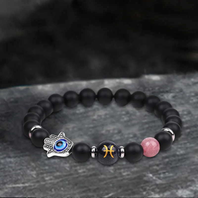 12 Constellations Zodiac Lucky Natural Stone Bracelet