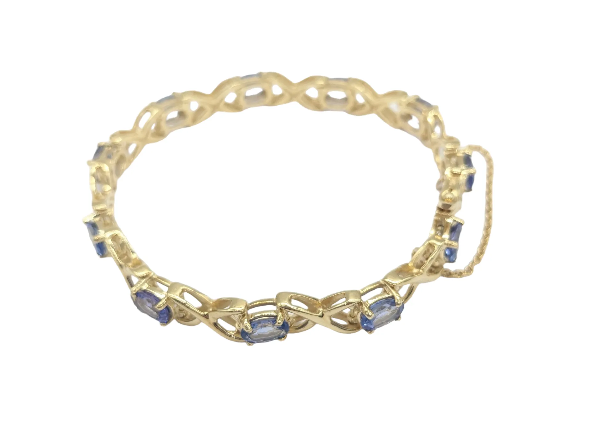 14 Karat Gold and Tanzanite X Link Bracelet