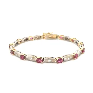 14K Two Tone Gold Ruby and Diamond Fashion Bracelet