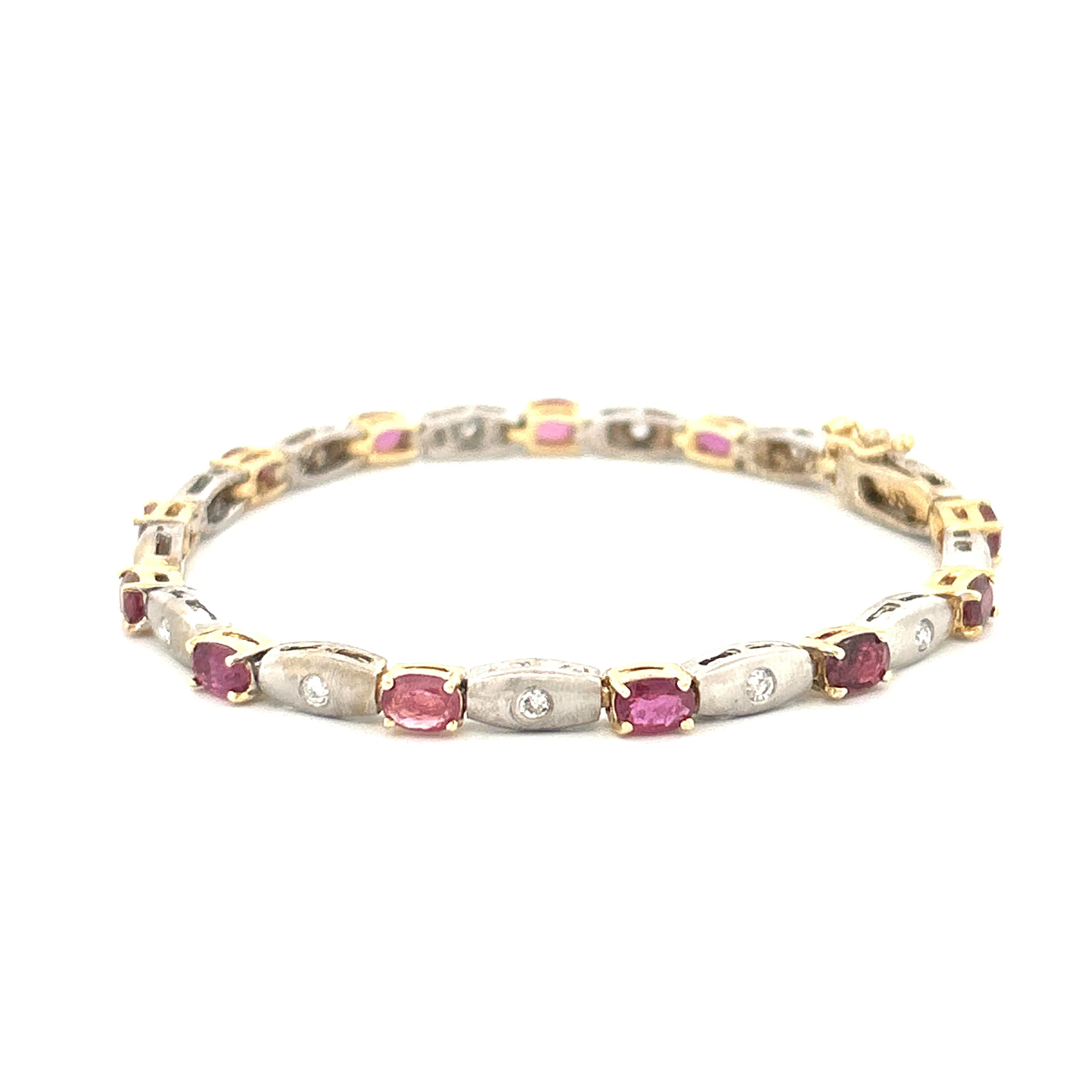 14K Two Tone Gold Ruby and Diamond Fashion Bracelet