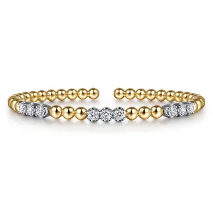 14K White Yellow Gold Bujukan Diamond Split Bangle Bracelet