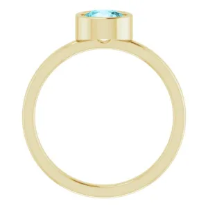 14K Yellow 6 mm Natural Blue Zircon Ring