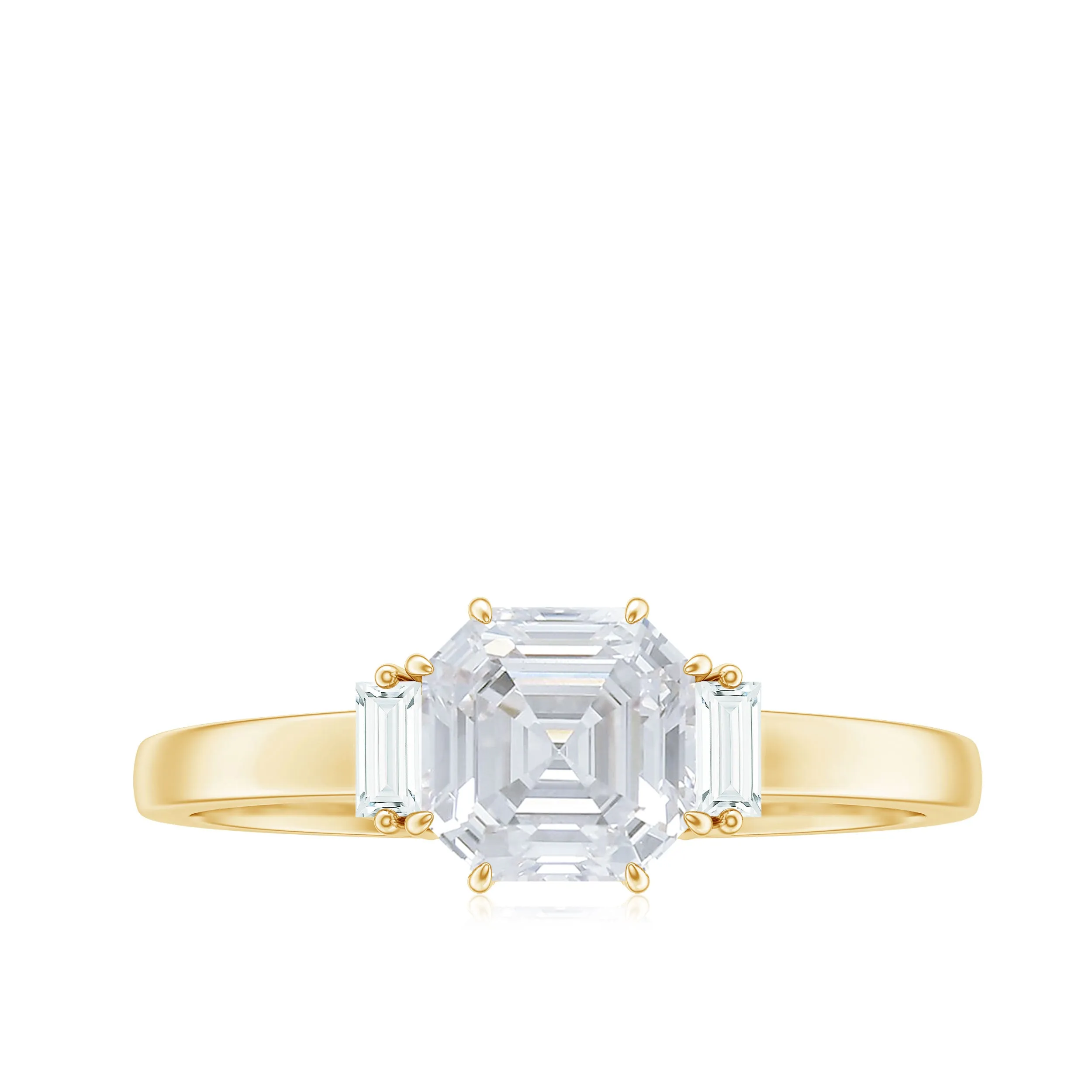 1.50 CT Asscher Cut Solitaire Zircon Engagement Ring