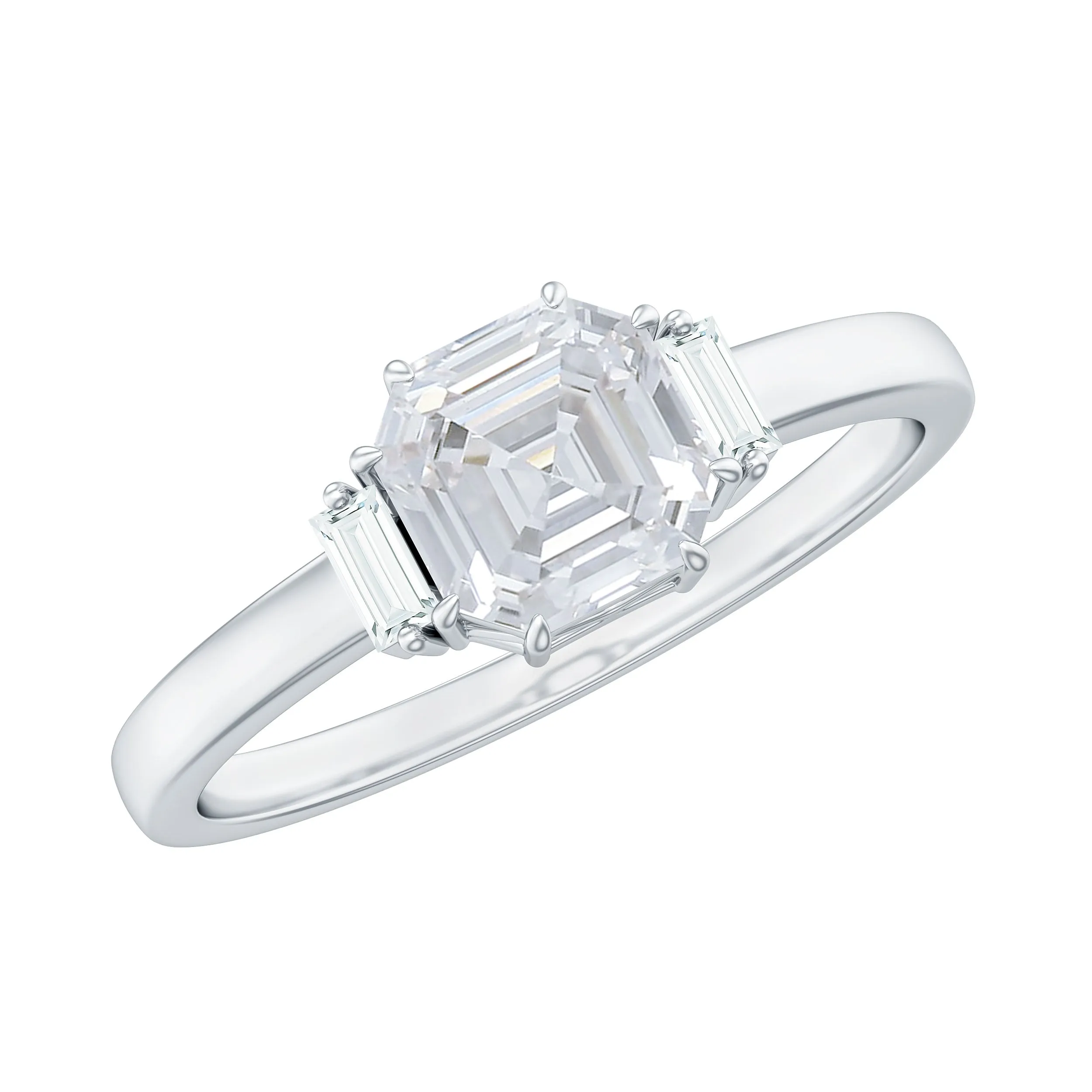 1.50 CT Asscher Cut Solitaire Zircon Engagement Ring