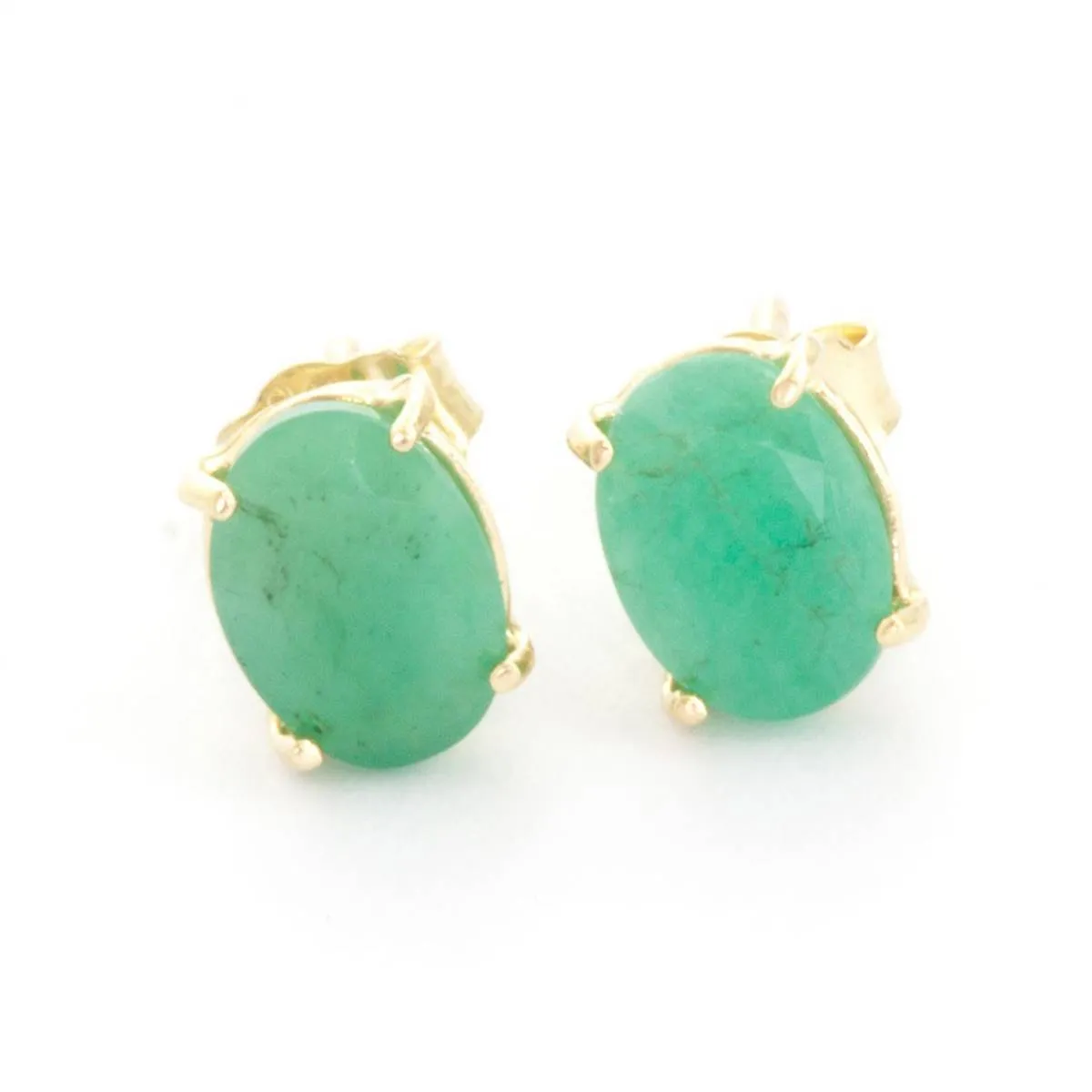 1.8 Carat 14K Solid Yellow Gold Stud Earrings Natural Emerald