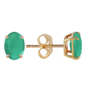 1.8 Carat 14K Solid Yellow Gold Stud Earrings Natural Emerald