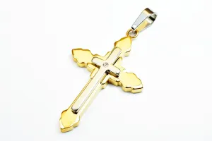 18K Gold Filled Cross Religious Pendants Stainless Steel Size 52x32mm Christian Religious, First Communion Baby Baptism For Jewelry Making