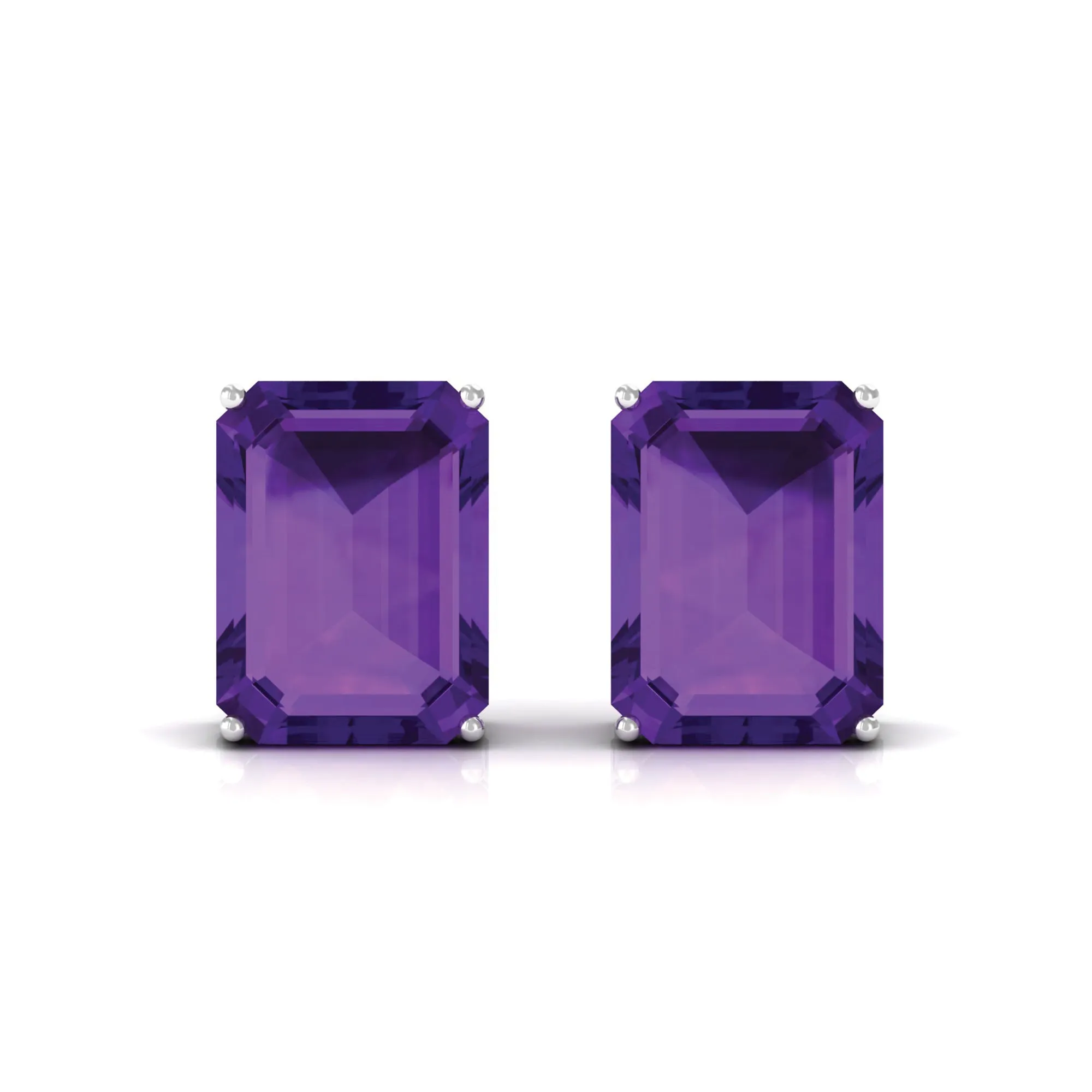 3.25 CT Octagon Cut Amethyst Solitaire Stud Earrings