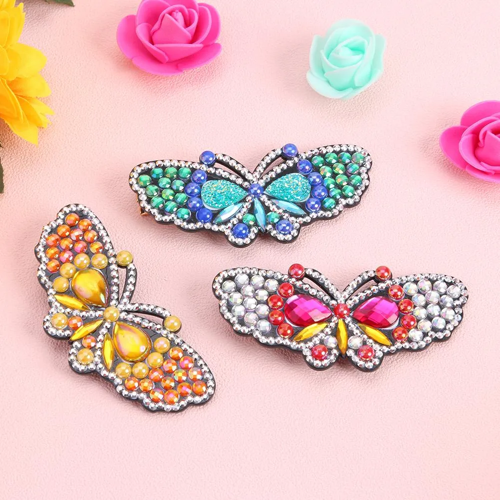 3pcs Butterfly Rhinestone Hair Clip DIY Crystal Bowknot Bobby Pin Barrettes