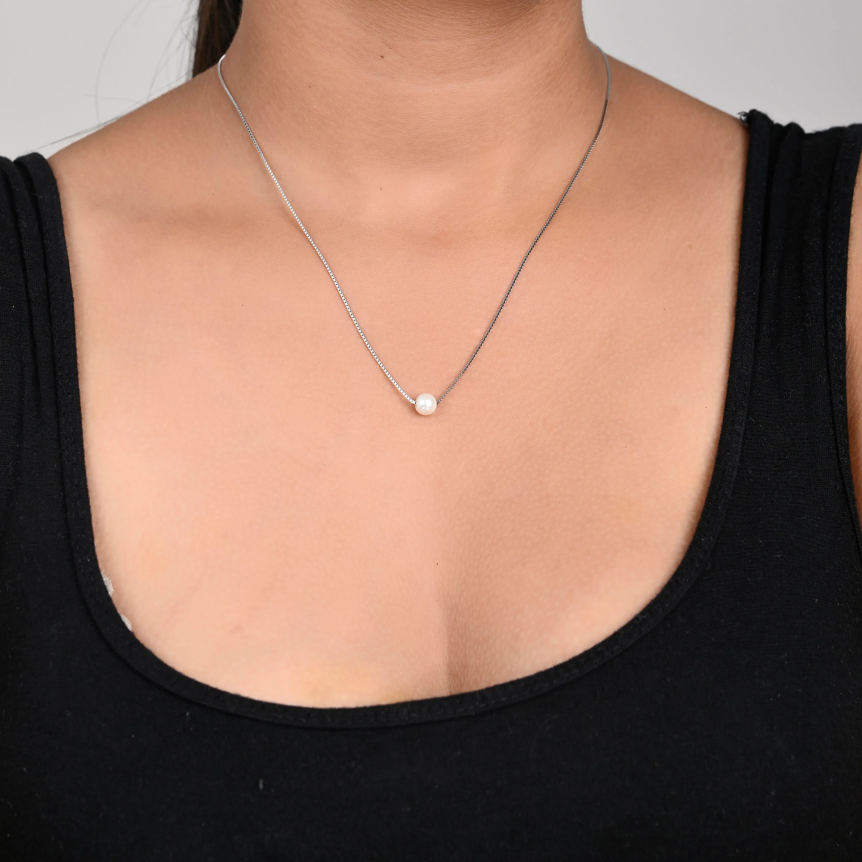 925 silver white gold  pearl silver chain for women and girls