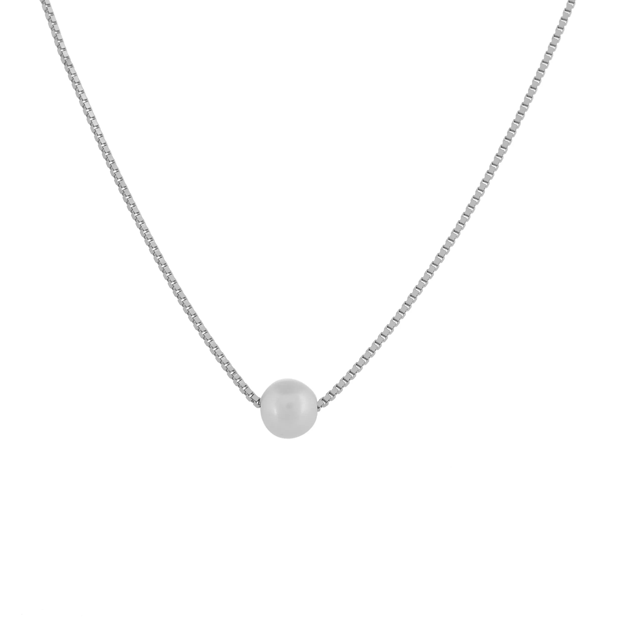 925 silver white gold  pearl silver chain for women and girls