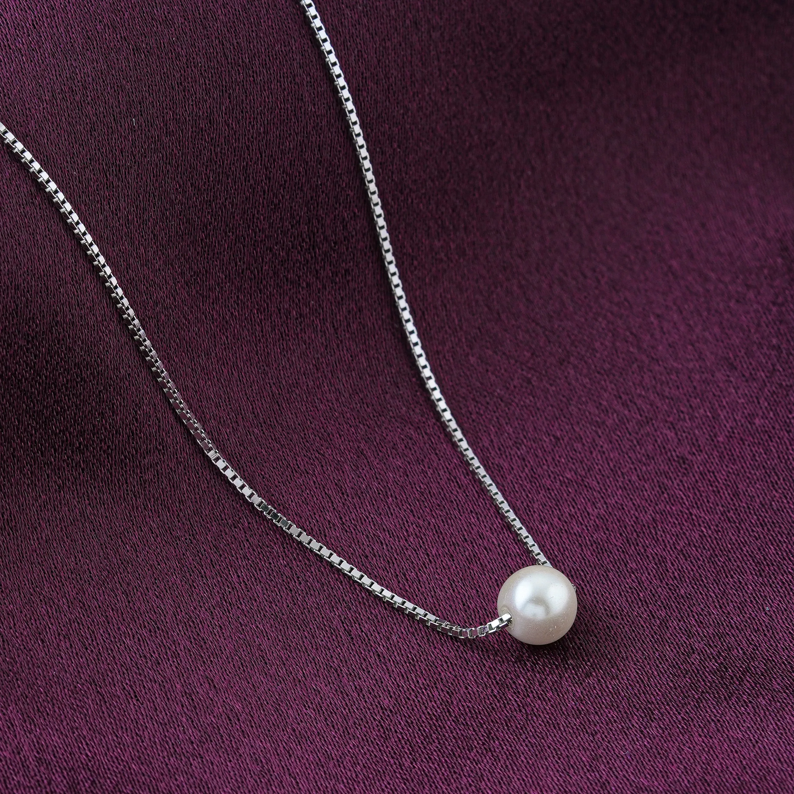 925 silver white gold  pearl silver chain for women and girls