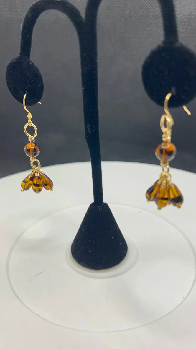 Amber Striped Teardrop Earrings