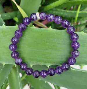 AMETHYST BRACELET, Purple Stone Bracelet, 8mm Gemstone Bracelet, Amethyst Stone Bracelet, Beaded Bracelet, Healing Bracelet 100% real stones