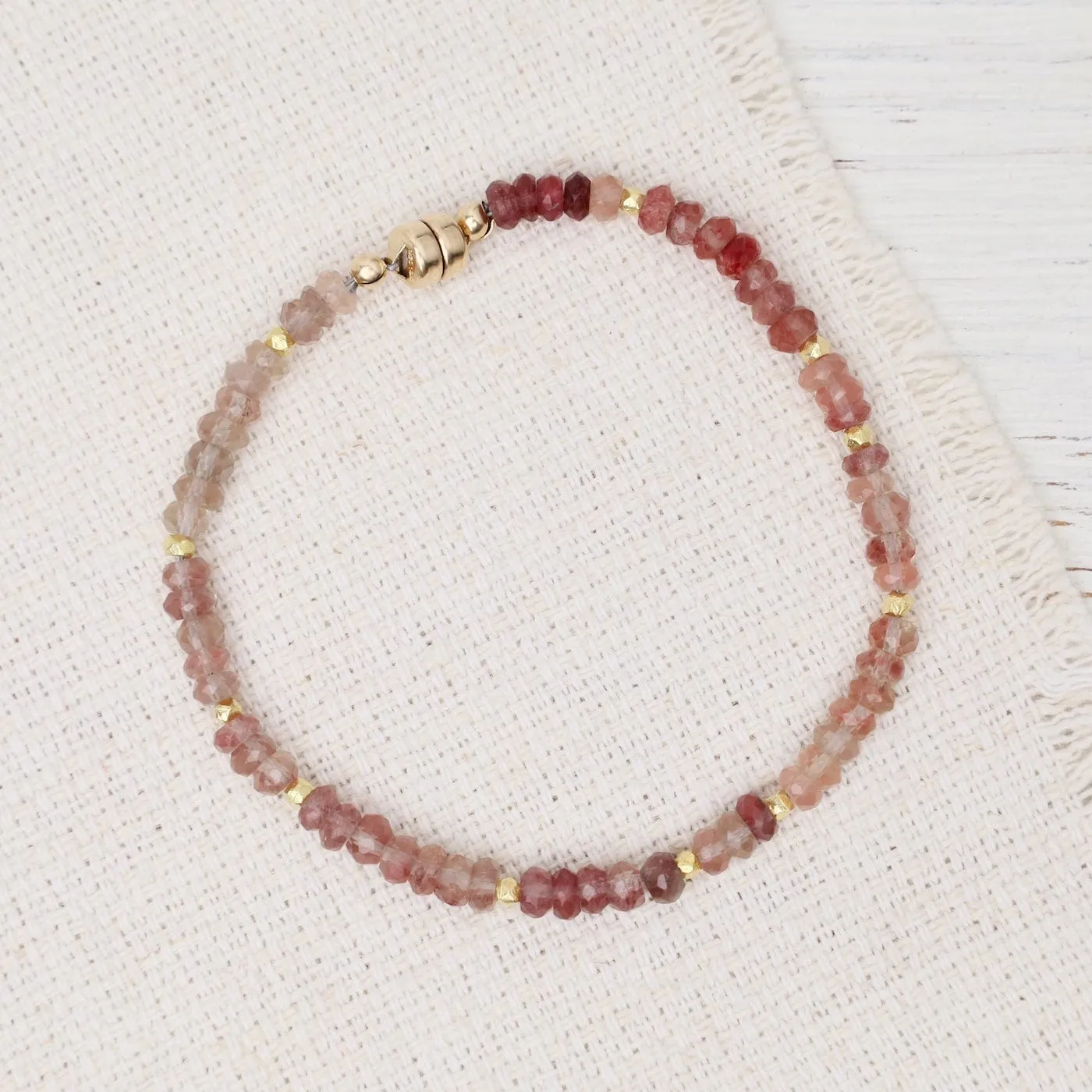 Andesine Garnet, Gold Vermeil Beads Magnetic Bracelet