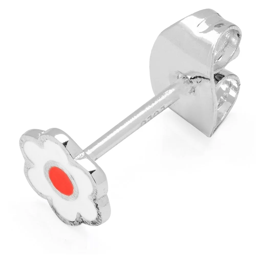 Anemone earring 1 pcs silver plated - Orange/Coral - White