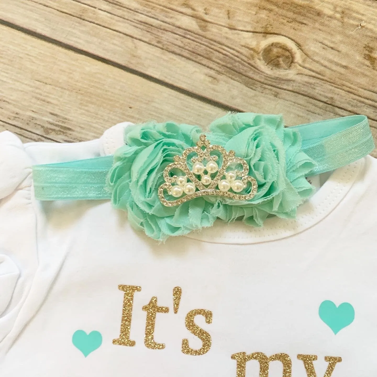 Aqua Shabby Baby Headband