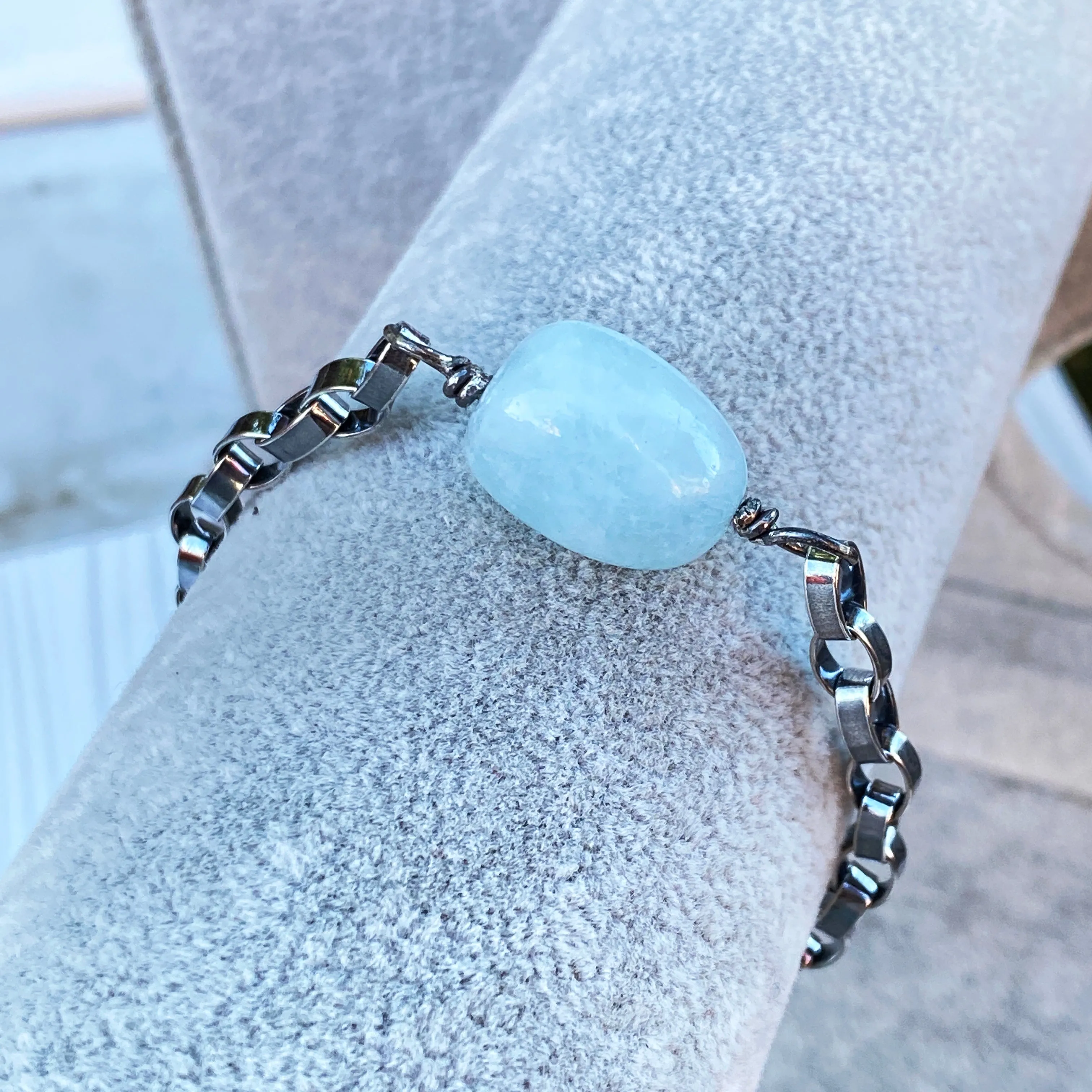 Aquamarine and Sterling Silver Bracelet