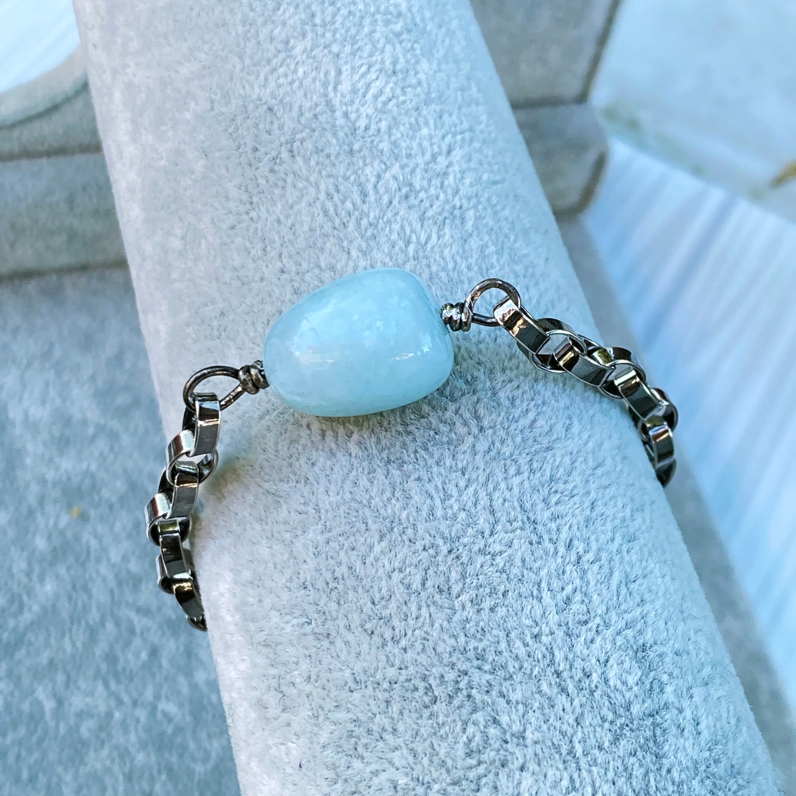 Aquamarine and Sterling Silver Bracelet