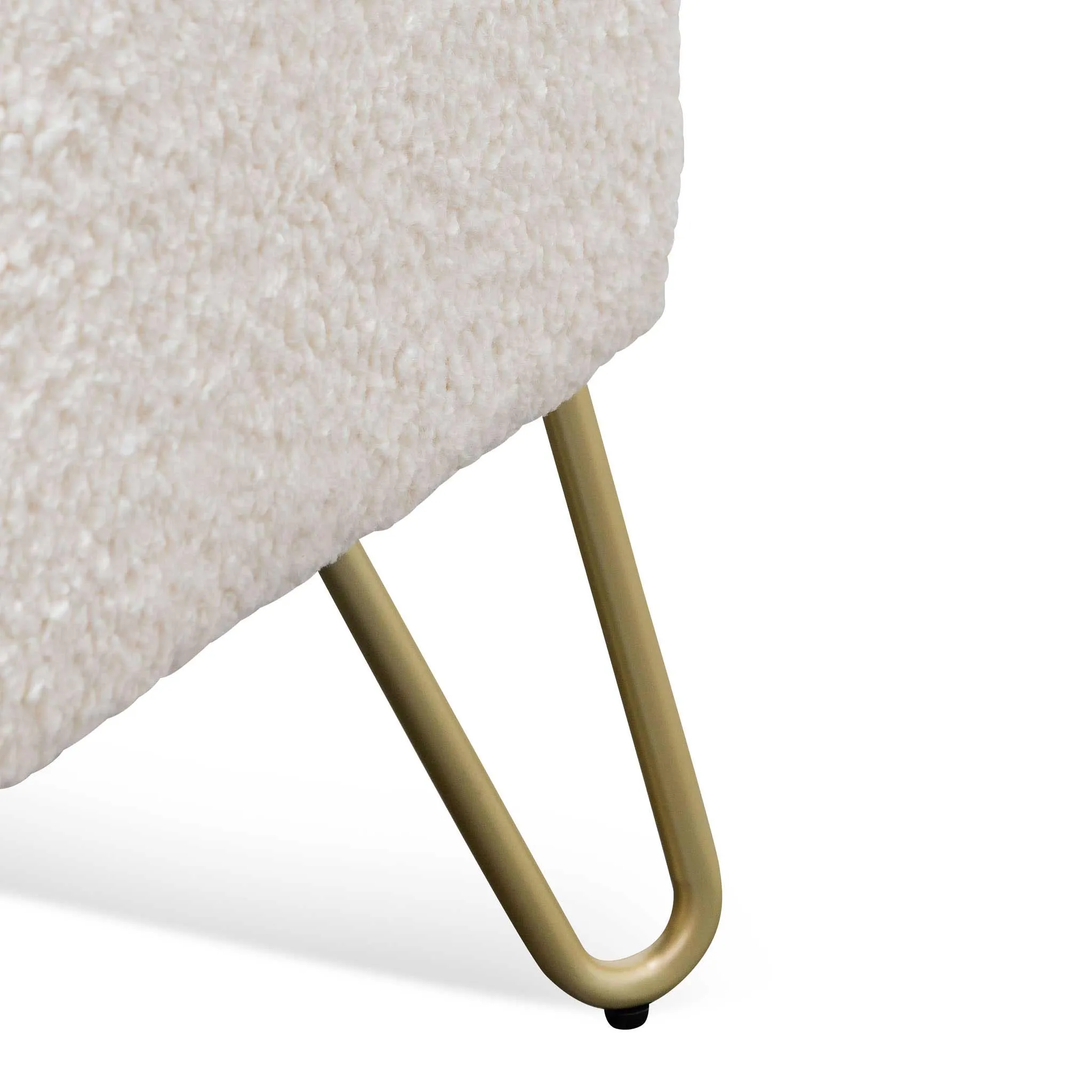 Armchair - Ivory White Synthetic Wool with Golden Legs