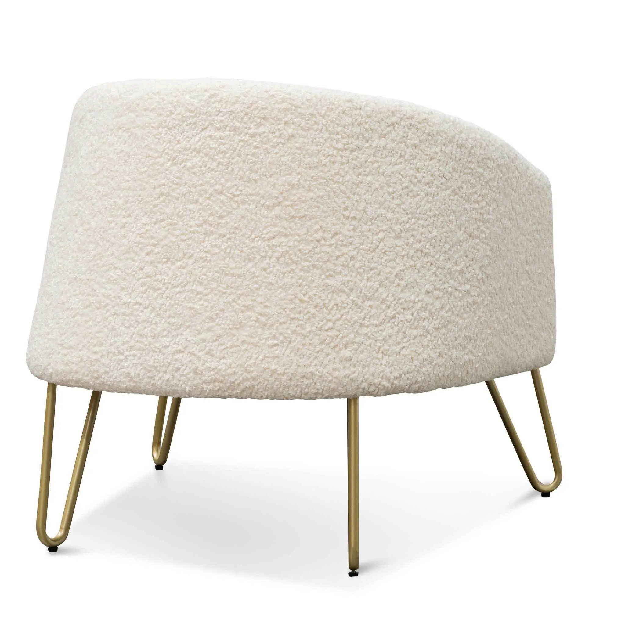 Armchair - Ivory White Synthetic Wool with Golden Legs