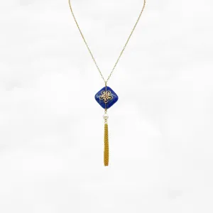 Auspicious Lapis Tassel Necklace