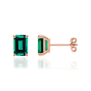 AVIANA - Grown Emerald 18k Rose Gold Stud Earrings