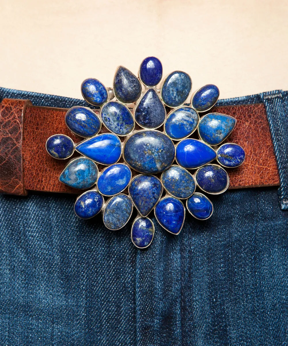 AZURE SKY LAPIS BELT BUCKLE