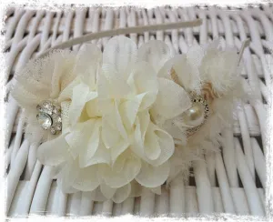 Baby, girl, lady white or ivory christening flower girl bridal fascinator Alice flower headband FLHD63