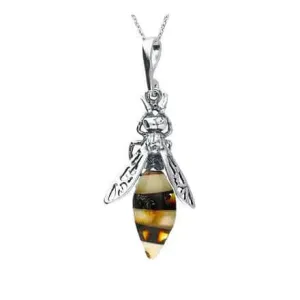 Baltic Amber Medium Bee Sterling Silver Pendant