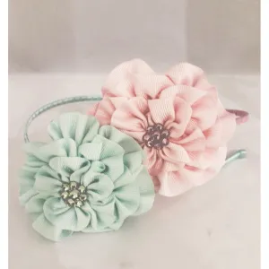 Bari Lynn Crystallized Grosgrain Flower Headband