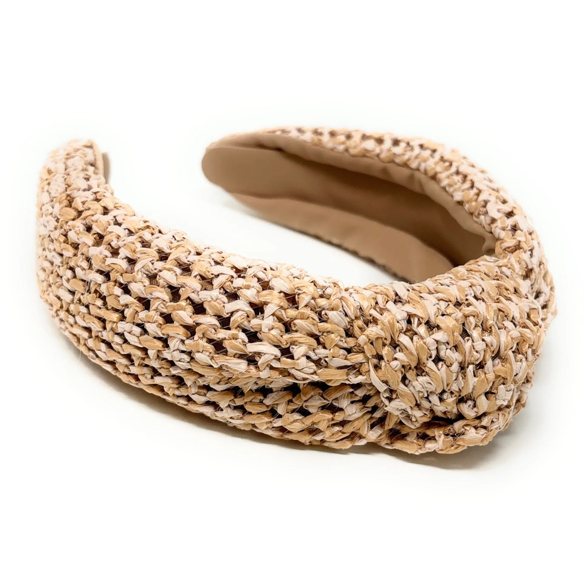 Beige Raffia Woven Top Knot Headband