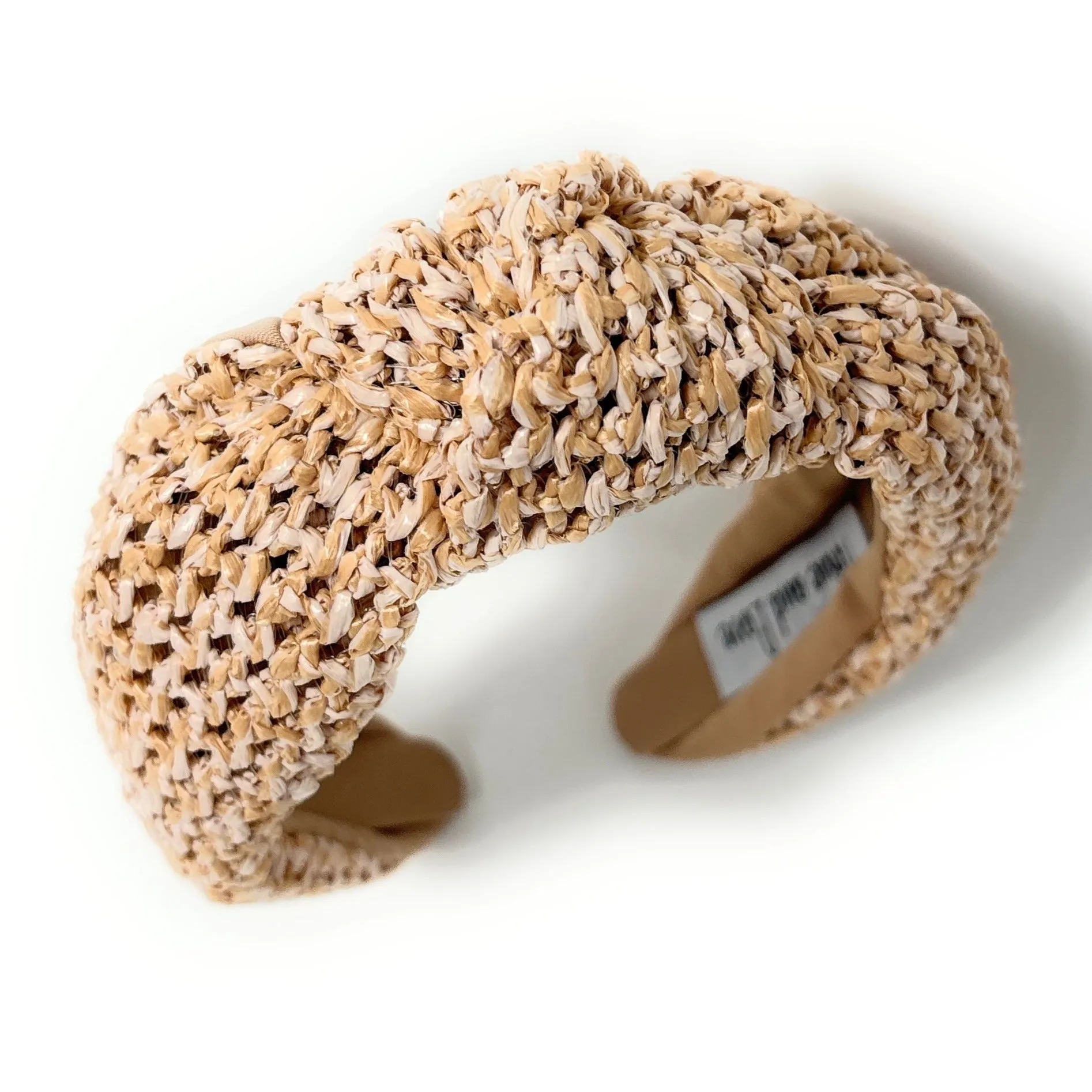 Beige Raffia Woven Top Knot Headband