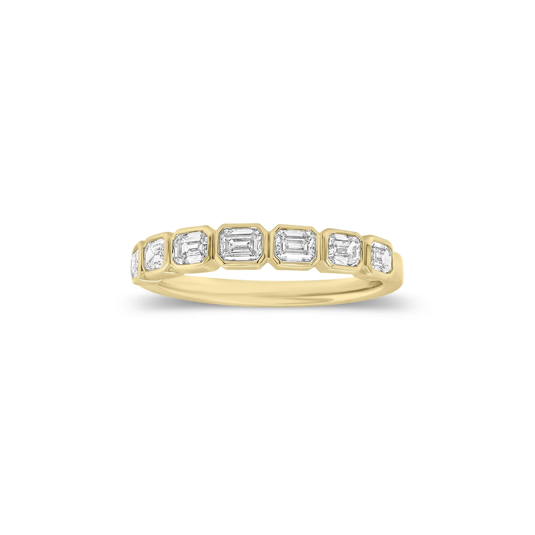 Bezel-Set Emerald Cut Diamond Wedding Band