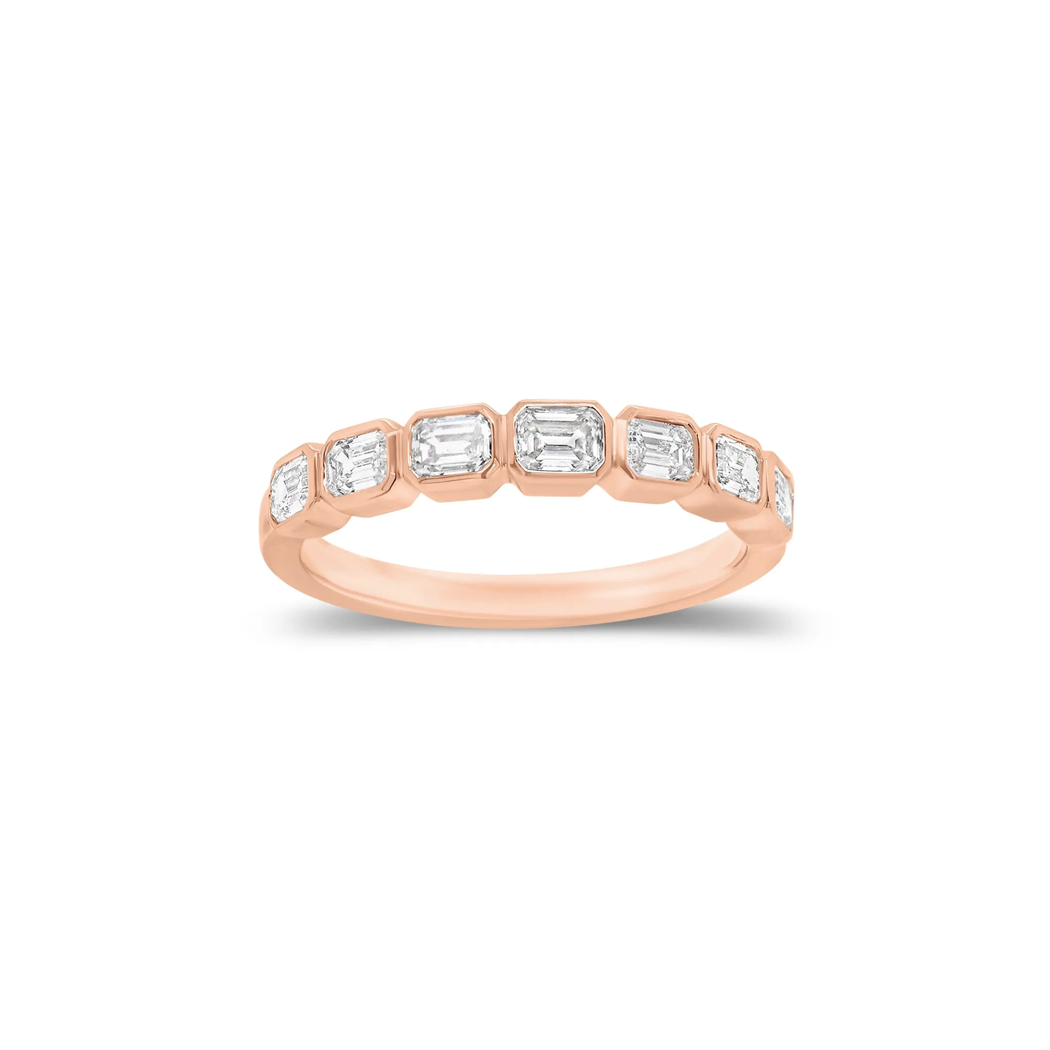 Bezel-Set Emerald Cut Diamond Wedding Band