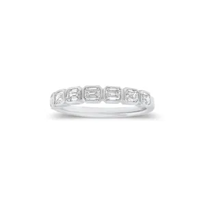 Bezel-Set Emerald Cut Diamond Wedding Band