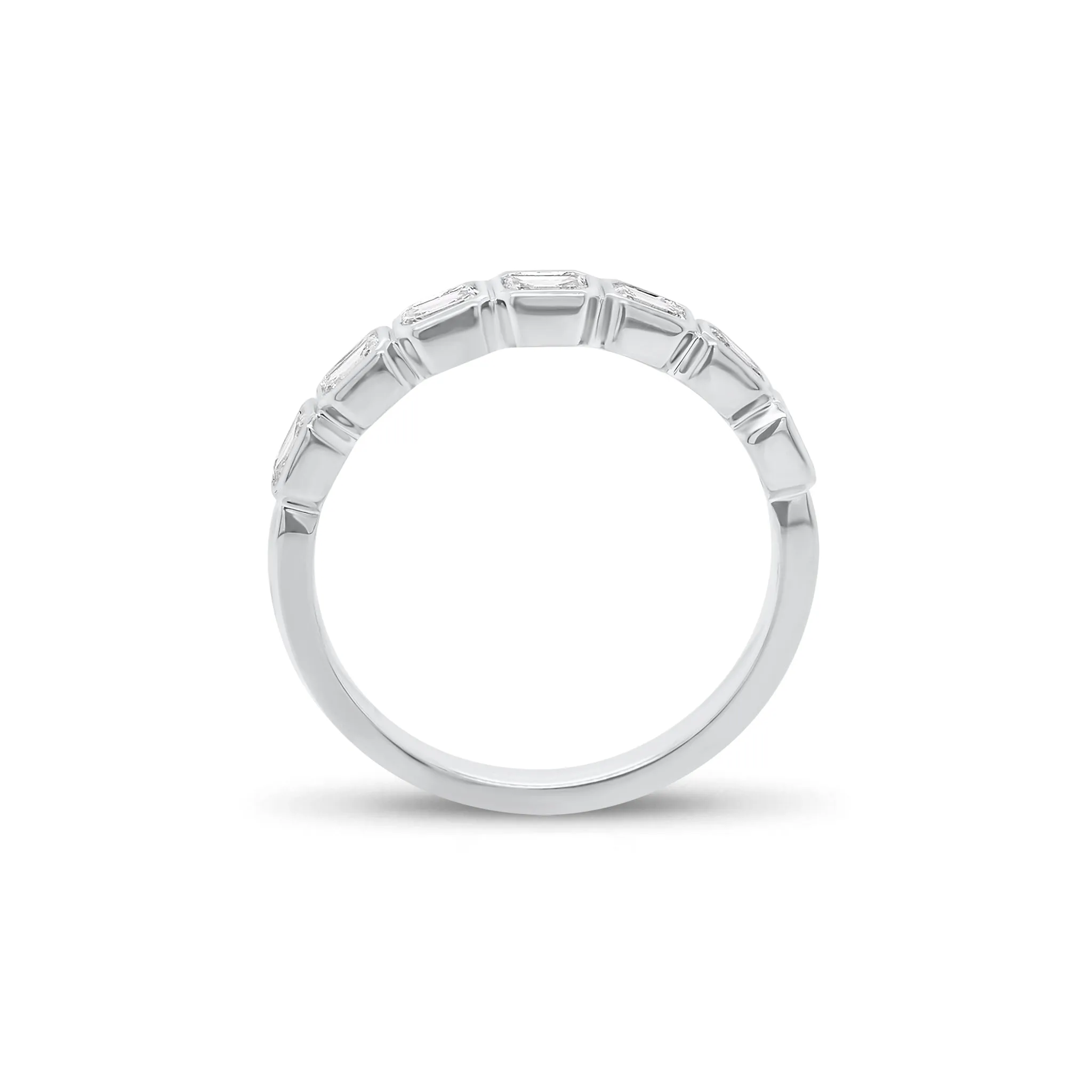 Bezel-Set Emerald Cut Diamond Wedding Band