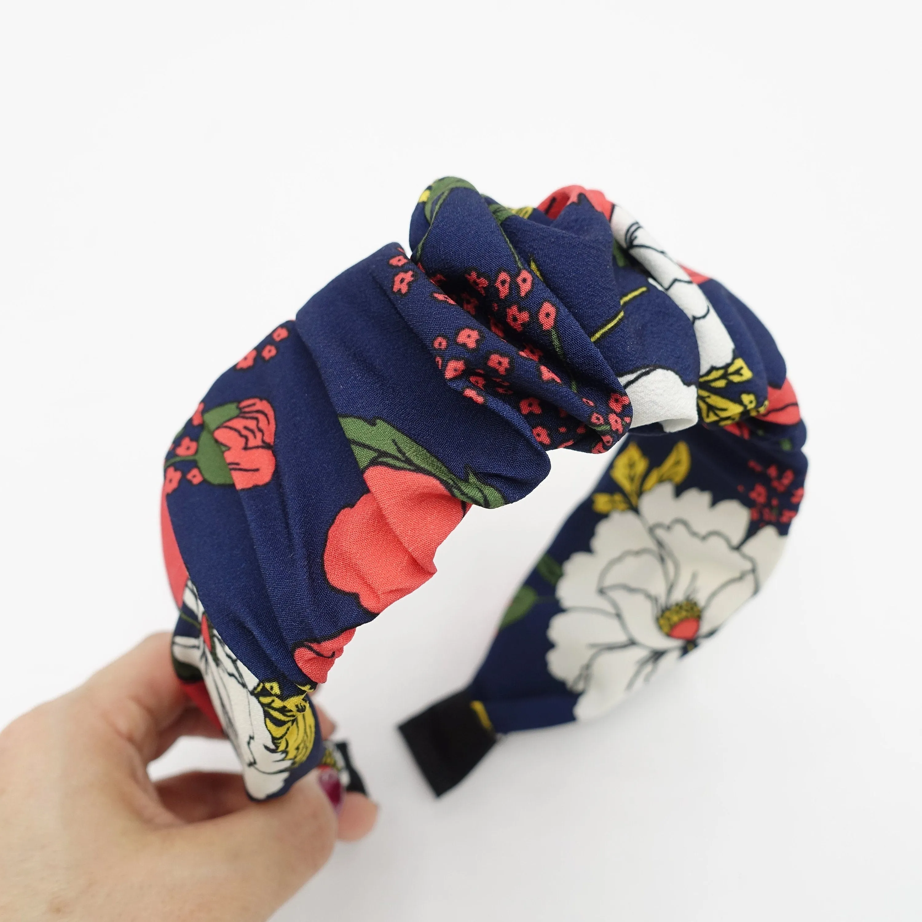 big flower print headband pleated hairband colorful hair accessory for women