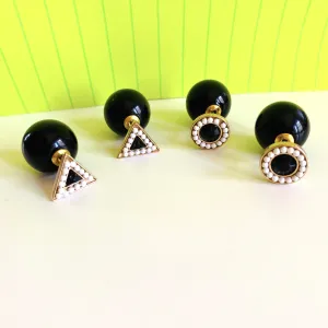 Black and White Earrings Double Sided Earrings (As seen in Life & Style Magazine)