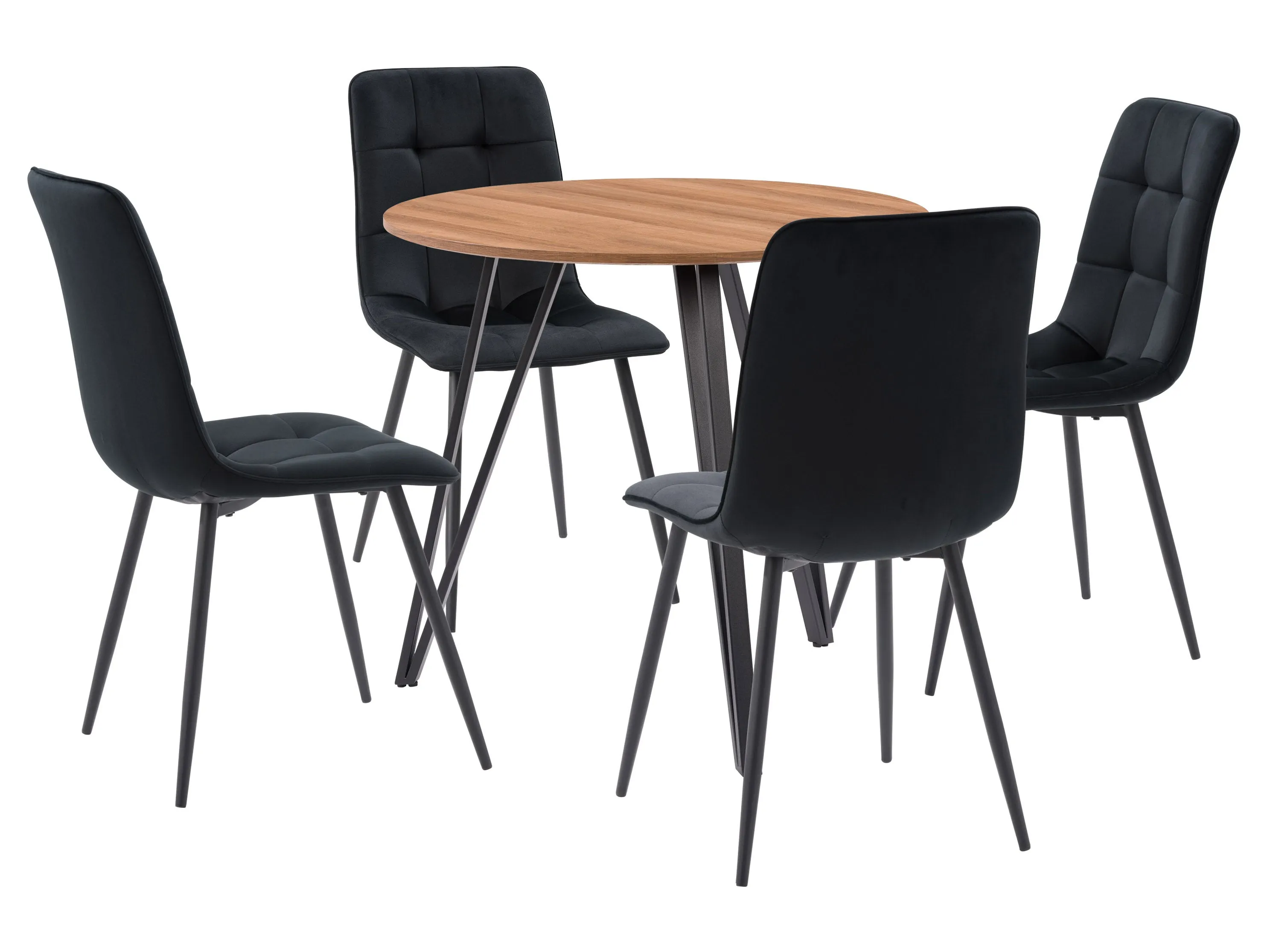 Black Round Dining Table Set 5pc